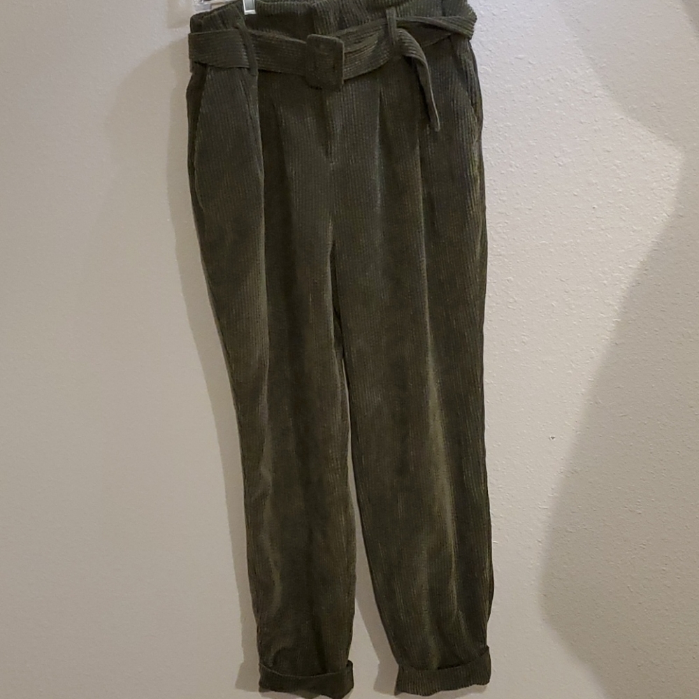 Forest Green Corduroy Paperbag Pants